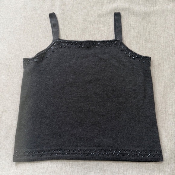 Valerie Stevens II Tops - Vintage 100% Merino Wool Beaded Embellished Knit Camisole Tank 1X Plus Size Fall